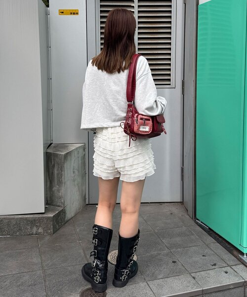 CIAOPANIC(チャオパニック)の「裾ドロストナンバリングショートスウェット(Tシャツ/カットソー・レディース・オフホワイト/ピンク/グレー・ONE SIZE)」の14枚目の写真