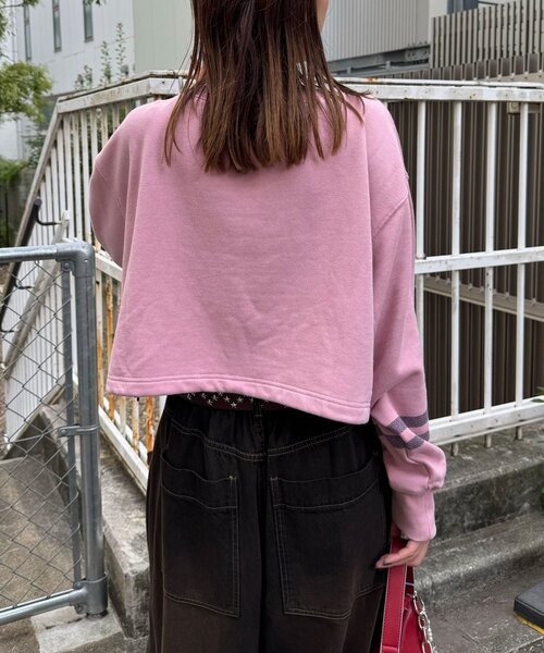 CIAOPANIC(チャオパニック)の「裾ドロストナンバリングショートスウェット(Tシャツ/カットソー・レディース・オフホワイト/ピンク/グレー・ONE SIZE)」の6枚目の写真