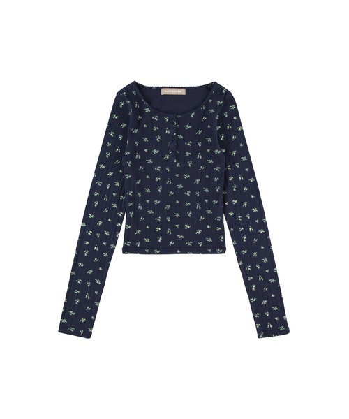 Henley Neck Floral Long Sleeve Tee /フラワーヘンリーネックTシャツ