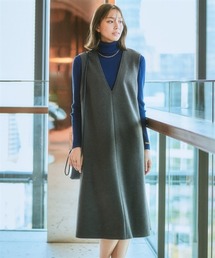 7days Life Styling | ウール調ふんわりジャージーフレアジャンパースカート（しわになりにくい・ウォッシャブル）<大きいサイズ有>(ジャンパースカート)