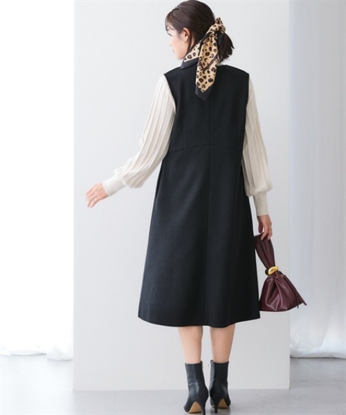 7days Life Styling（セブンデイズライフスタイリング）の「ウール調ふんわりジャージーフレアジャンパースカート（しわになりにくい・ウォッシャブル）<大きいサイズ有>（ジャンパースカート・レディース・チャコールグレー/ブラック・S/M/L/LL/3L/4L/5L/6L）」の7枚目の写真