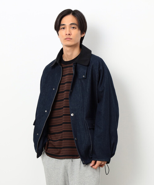 Purple&Yellow（パープルアンドイエロー）の「衿素材切替ブルゾン（ブルゾン・メンズ・ブラック/ベージュ/ワンウォッシュ・LARGE/SMALL/MEDIUM）」の3枚目の写真