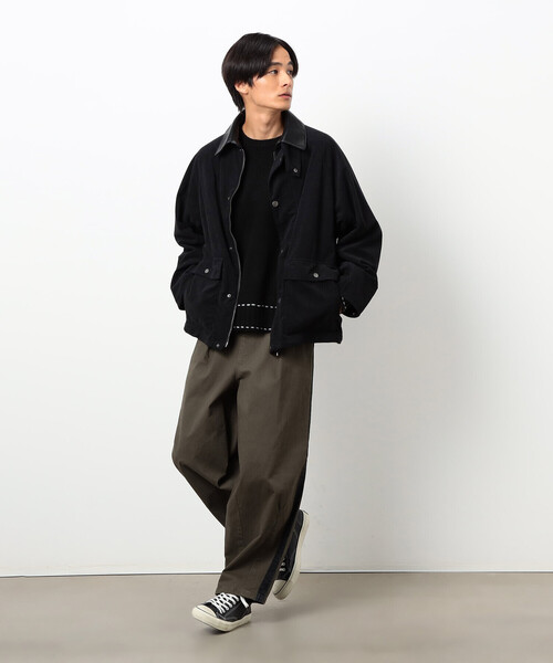 Purple&Yellow（パープルアンドイエロー）の「衿素材切替ブルゾン（ブルゾン・メンズ・ブラック/ベージュ/ワンウォッシュ・LARGE/SMALL/MEDIUM）」の4枚目の写真