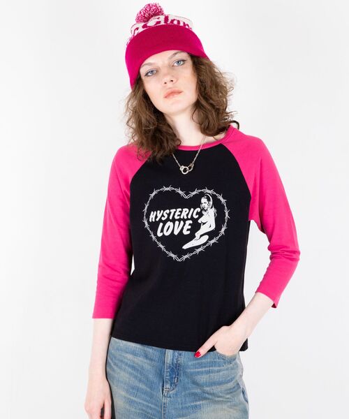 HYSTERIC GLAMOUR（ヒステリックグラマー）の「HYSTERIC LOVE 七分袖Tシャツ（Tシャツ/カットソー・レディース・ピンク/ブルー・FREE）」の4枚目の写真