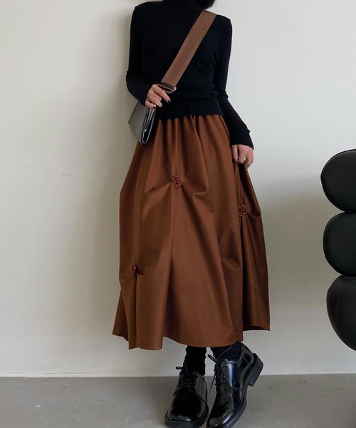 Asterellivi(アステレリビ)の「ロングスカート(スカート・レディース・ブラウン・L/M)」の1枚目の写真