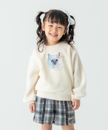AIMABLE（エマーブル）の「ボアスリーブねこプリントトレーナー（スウェット）」