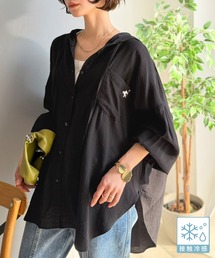 classicalelf（クラシカルエルフ）の「【接触冷感機能付き】冷感&シアー素材で涼しく彩る。胸刺繍フード付きシアーシャツ(長袖)（シャツ/ブラウス）」