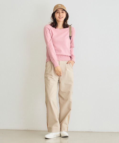 CROSS FUNCTION（クロスファンクション）の「《洗える》エブ楽 ジャージーベロアサイドラインパンツ【CROSS FUNCTION/クロスファンクション】（その他パンツ・レディース・ネイビー/ブラック/グレイッシュベージュ・L/M/LL）」の21枚目の写真