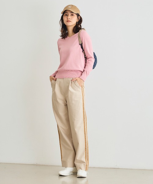 CROSS FUNCTION（クロスファンクション）の「《洗える》エブ楽 ジャージーベロアサイドラインパンツ【CROSS FUNCTION/クロスファンクション】（その他パンツ・レディース・ネイビー/ブラック/グレイッシュベージュ・L/M/LL）」の22枚目の写真