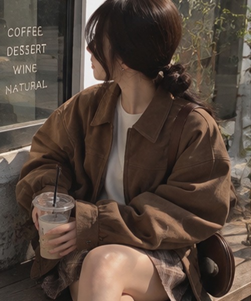 lulufa(ルルファ)の「スエードZIPブルゾン 秋/韓国 トレンド 26AW(ブルゾン・レディース・ブラウン/ベージュ・FREE)」の18枚目の写真