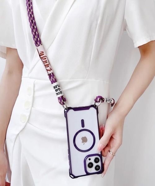 Fun & Daily(ファンアンドデイリー)の「Magsafe対応 Clear iPhone Shoulder Case 15 16 17 Plus Pro ProMax / アイフォンケース(スマホケース/カバー・レディース・パープル/ブラック・iPhone 16 Pro Max/iPhone 16 Pro/iPhone 16 Plus/iPhone 16/iPhone 15 Pro Max/iPhone 15 Pro/iPhone 15 Plus/iPhone 15/iPhone 17/iPhone 17 Pro/iPhone 17 Pro Max)」の1枚目の写真