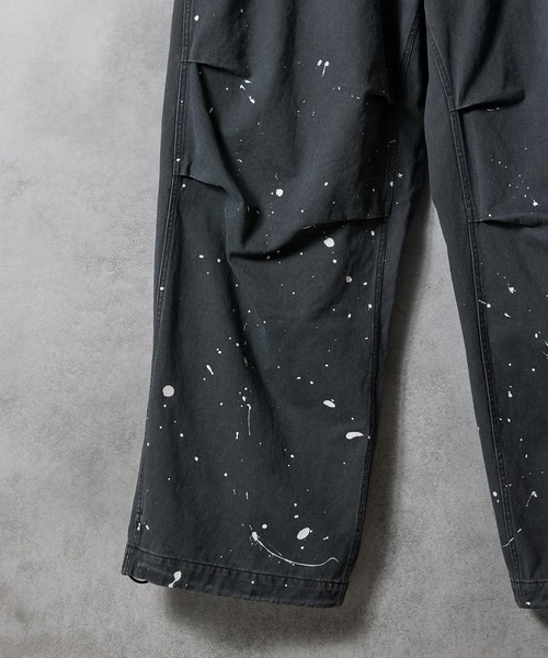 パンツ nin HAND PAINTED VINTAGE STONE WASH BELTED WIDE PANTS / ハンド