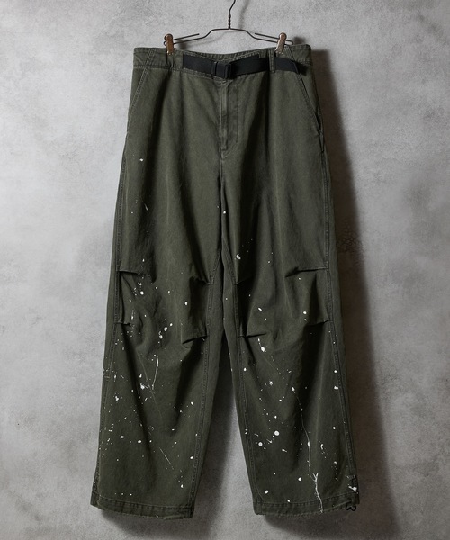 NUMBER (N)INE（ナンバーナイン）の「HAND PAINTED VINTAGE STONE WASH BELTED WIDE PANTS / ハンドペイント ヴィンテージ ウォッシュ バックル ベルト ワイド パンツ（その他パンツ・メンズ・オリーブ/チャコール/ブラック・2/4/3）」の4枚目の写真