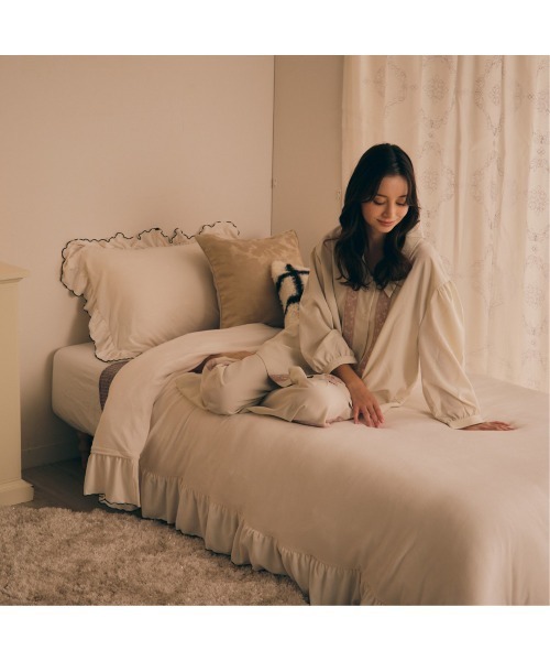 WARMY アルガンオイル加工 フリル 掛け布団カバー シングル ホワイト Francfranc｜WARMY しっとり アルガンオイル加工 フリル 掛け布団