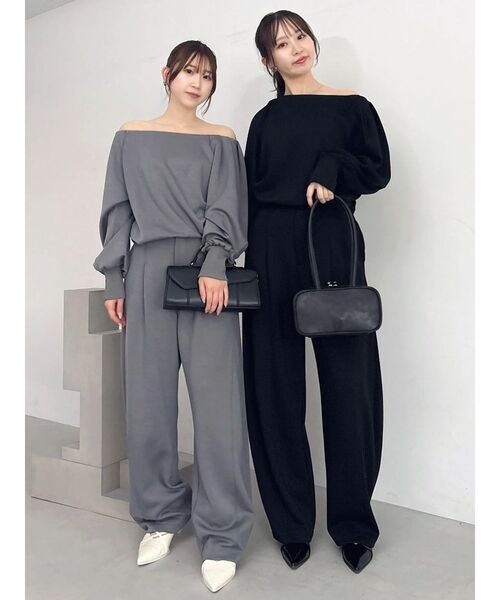 dazzlin（ダズリン）の「【吉田朱里】バレルレッグスウェットパンツ ※BLACK WEB限定カラー（スウェットパンツ・レディース・ベージュ/オフホワイト/チャコールグレー/ブラック・SMALL/MEDIUM）」の8枚目の写真
