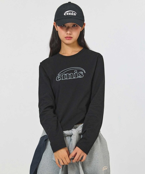 EMIS(イミス)の「(W) LONG SLEEVE CHAIN STITCH T-SHIRT(Tシャツ/カットソー・レディース・クリーム/ブラック・FREE)」の5枚目の写真