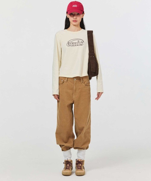 EMIS(イミス)の「(W) LONG SLEEVE CHAIN STITCH T-SHIRT(Tシャツ/カットソー・レディース・クリーム/ブラック・FREE)」の11枚目の写真