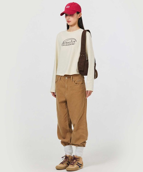 EMIS(イミス)の「(W) LONG SLEEVE CHAIN STITCH T-SHIRT(Tシャツ/カットソー・レディース・クリーム/ブラック・FREE)」の12枚目の写真