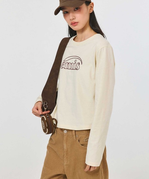 EMIS(イミス)の「(W) LONG SLEEVE CHAIN STITCH T-SHIRT(Tシャツ/カットソー・レディース・クリーム/ブラック・FREE)」の14枚目の写真