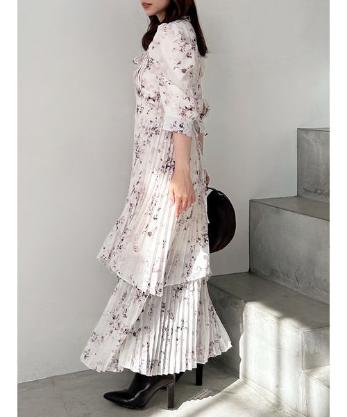 セール】Sustainableプリーツプリントワンピース（ワンピース