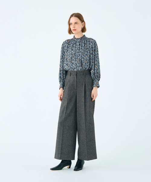 セール】ブローフラワープリント フリルブラウス（シャツ/ブラウス