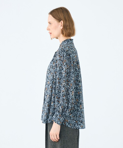 セール】ブローフラワープリント フリルブラウス（シャツ/ブラウス
