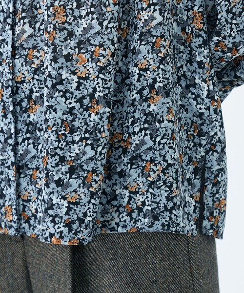 セール】ブローフラワープリント フリルブラウス（シャツ/ブラウス