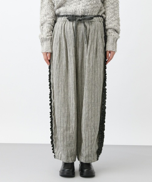 studio CLIP（スタディオクリップ）の「《natural by clip》リネンツイルサイドフリルパンツ[プチサイズあり]（その他パンツ・レディース・オフホワイト/ブラック/ストライプ・FREE/PF）」の21枚目の写真