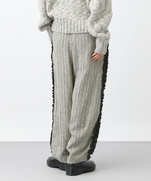 studio CLIP（スタディオクリップ）の「《natural by clip》リネンツイルサイドフリルパンツ[プチサイズあり]（その他パンツ・レディース・オフホワイト/ブラック/ストライプ・FREE/PF）」の8枚目の写真