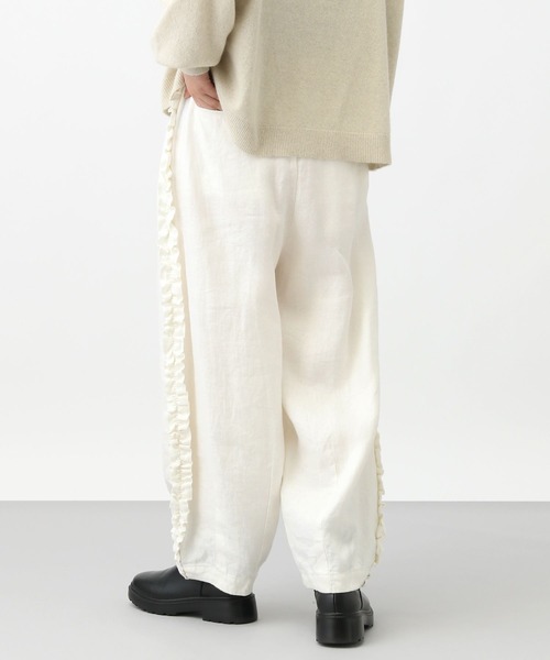 studio CLIP（スタディオクリップ）の「《natural by clip》リネンツイルサイドフリルパンツ[プチサイズあり]（その他パンツ・レディース・オフホワイト/ブラック/ストライプ・FREE/PF）」の14枚目の写真
