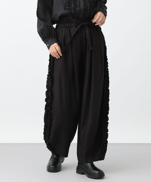 studio CLIP（スタディオクリップ）の「《natural by clip》リネンツイルサイドフリルパンツ[プチサイズあり]（その他パンツ・レディース・オフホワイト/ブラック/ストライプ・FREE/PF）」の17枚目の写真