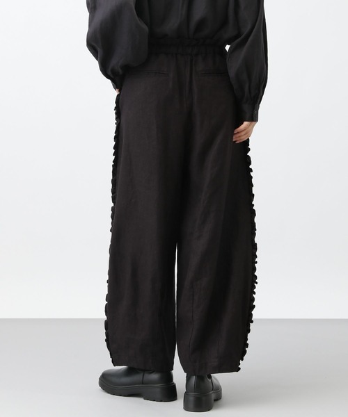 studio CLIP（スタディオクリップ）の「《natural by clip》リネンツイルサイドフリルパンツ[プチサイズあり]（その他パンツ・レディース・オフホワイト/ブラック/ストライプ・FREE/PF）」の20枚目の写真
