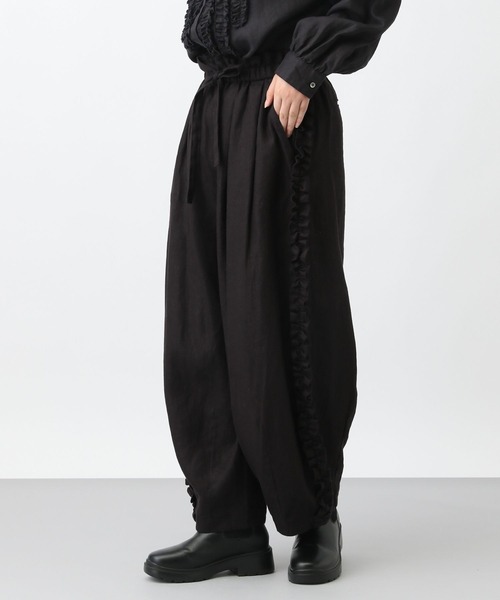 studio CLIP（スタディオクリップ）の「《natural by clip》リネンツイルサイドフリルパンツ[プチサイズあり]（その他パンツ・レディース・オフホワイト/ブラック/ストライプ・FREE/PF）」の19枚目の写真