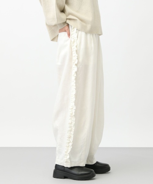 studio CLIP（スタディオクリップ）の「《natural by clip》リネンツイルサイドフリルパンツ[プチサイズあり]（その他パンツ・レディース・オフホワイト/ブラック/ストライプ・FREE/PF）」の11枚目の写真