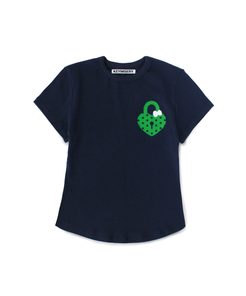 KEYMISERY(キーミザリー)の「ハートラックドットクロップTシャツ(ネイビー)(Tシャツ/カットソー・レディース・その他・FREE)」の1枚目の写真