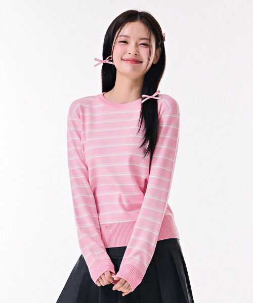 CHASECULT（チェイスカルト）の「女性ラウンドストライプスウェター-DARG5262B0P（ニット/セーター・レディース・PINK・85/90）」の4枚目の写真