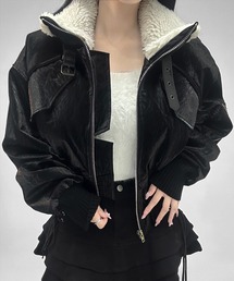 FOLLOWIN（フォロウィン）の「ボアカラーフェイクレザームートンショートジャケット（ライダースジャケット）」