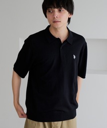 【U.S. POLO ASSN.】接触冷感 ワンポイント 半袖 ニット ポロシャツ