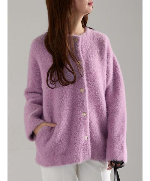 Te chichi（テチチ）の「【R by Te chichi】ダブルフェイスフェザーカーディガン《2025winter catalog item》（カーディガン/ボレロ・レディース・グレー/オフホワイト/パープル/レッド・F）」の4枚目の写真