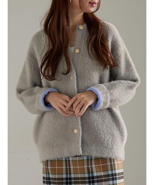 Te chichi（テチチ）の「【R by Te chichi】ダブルフェイスフェザーカーディガン《2025winter catalog item》（カーディガン/ボレロ・レディース・グレー/オフホワイト/パープル/レッド・F）」の3枚目の写真