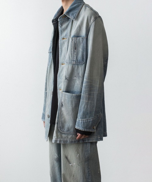 VEIN (ヴェイン)の「11OZデニム カバーオール JKT / 11OZ DENIM COVERALL JKT(デニムジャケット・メンズ・ブラック/ライトインディゴブルー・3/2/1)」の5枚目の写真
