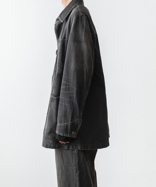 VEIN (ヴェイン)の「11OZデニム カバーオール JKT / 11OZ DENIM COVERALL JKT(デニムジャケット・メンズ・ブラック/ライトインディゴブルー・3/2/1)」の17枚目の写真