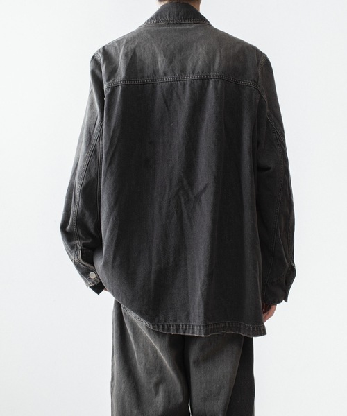 VEIN (ヴェイン)の「11OZデニム カバーオール JKT / 11OZ DENIM COVERALL JKT(デニムジャケット・メンズ・ブラック/ライトインディゴブルー・3/2/1)」の18枚目の写真