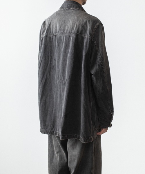 VEIN (ヴェイン)の「11OZデニム カバーオール JKT / 11OZ DENIM COVERALL JKT(デニムジャケット・メンズ・ブラック/ライトインディゴブルー・3/2/1)」の19枚目の写真