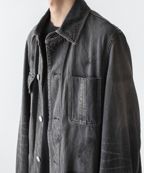 VEIN (ヴェイン)の「11OZデニム カバーオール JKT / 11OZ DENIM COVERALL JKT(デニムジャケット・メンズ・ブラック/ライトインディゴブルー・3/2/1)」の20枚目の写真