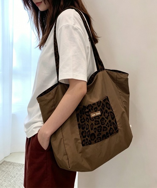 ReRe（リリ）の「レオパード×無地リバーシブルトートバッグ（トートバッグ・レディース・グレー/ピンク/ブラウン・FREE）」の21枚目の写真