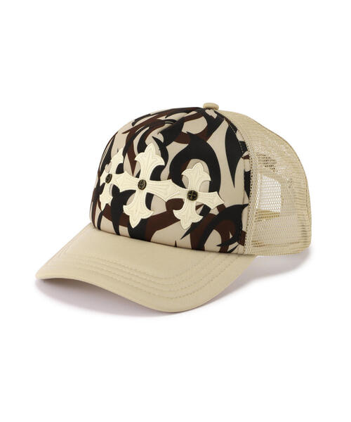 SUPPLIER(サプライヤー)の「SUPPLIER/サプライヤー/Tribal Camo Cross Leather Mesh Cap(キャップ・メンズ・ホワイト/ベージュ・F)」の1枚目の写真