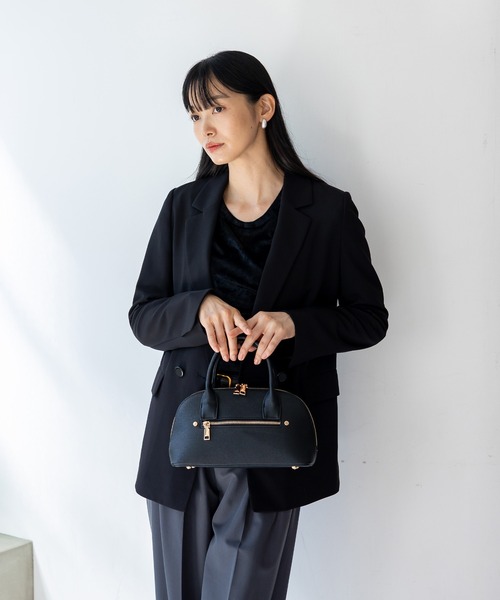 VitaFelice(ヴィータフェリーチェ)の「ラウンド2wayミニハンドバッグ(ハンドバッグ・レディース・ブラック/ブラウン系/ライトグレー・FREE)」の12枚目の写真