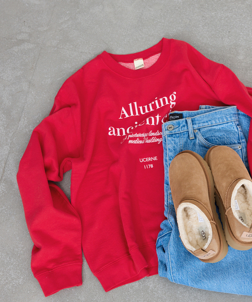 SCREEN STARS（スクリーンスターズ）の「SCREEN STARS/スクリーンスターズ SLOBE別注 ロゴスウェット（スウェット・レディース・チャコールグレー/ライトグレー/ベージュ/レッド/ピンク・FREE）」の2枚目の写真