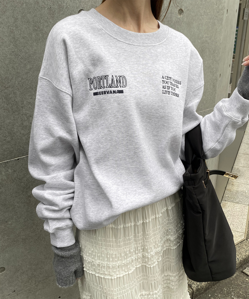 SCREEN STARS（スクリーンスターズ）の「SCREEN STARS/スクリーンスターズ SLOBE別注 ロゴスウェット（スウェット・レディース・チャコールグレー/ライトグレー/ベージュ/レッド/ピンク・FREE）」の3枚目の写真